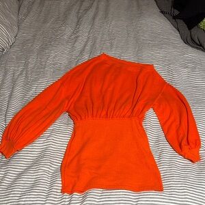Free People Beach Last Call Mini Off the Shoulder Sweater Dress Orange size M